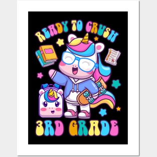 Kids 3rd Grade Unicorn First Day of School Girls Rainbow Posters and Art